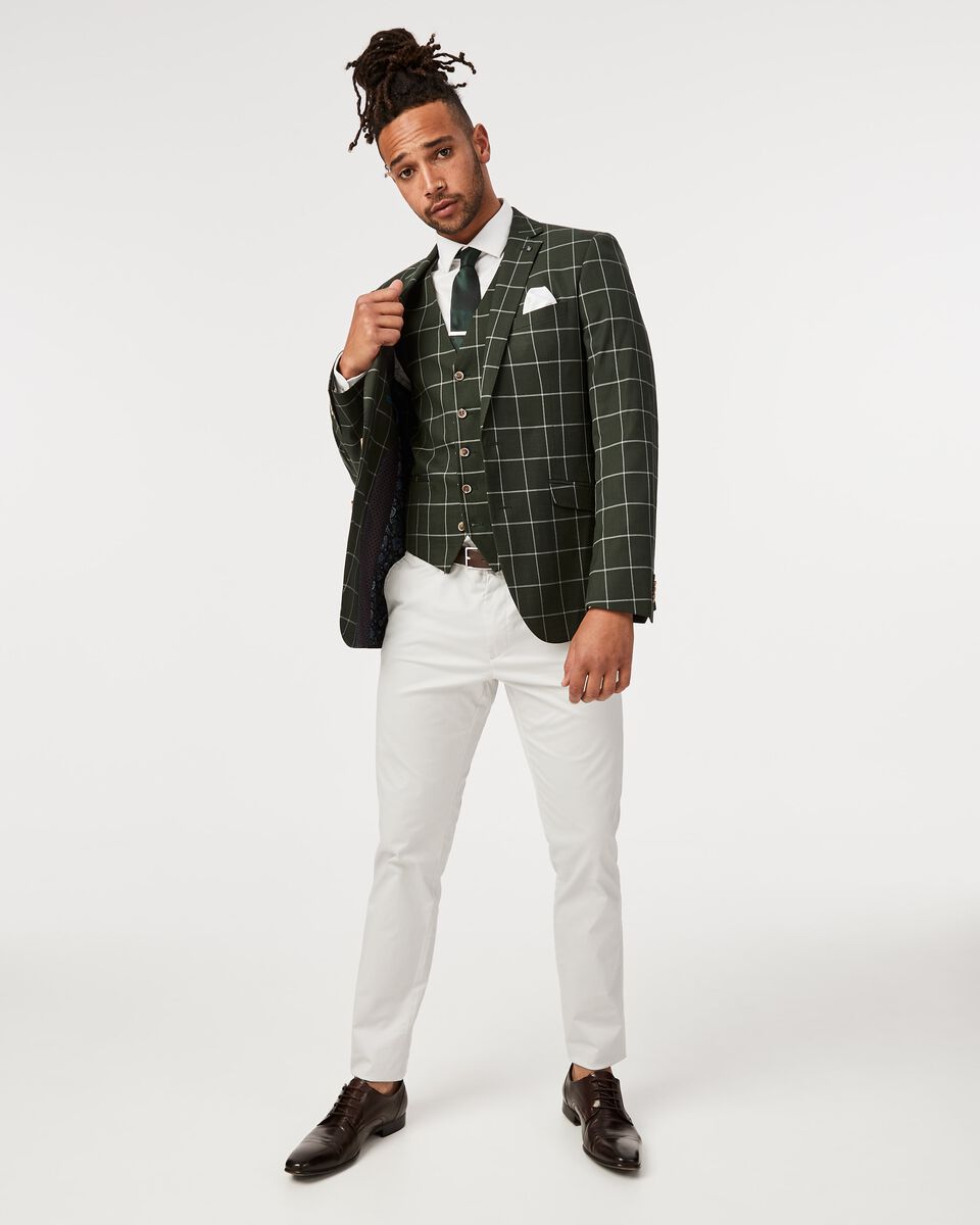 Mens Dark Green Check Blazer